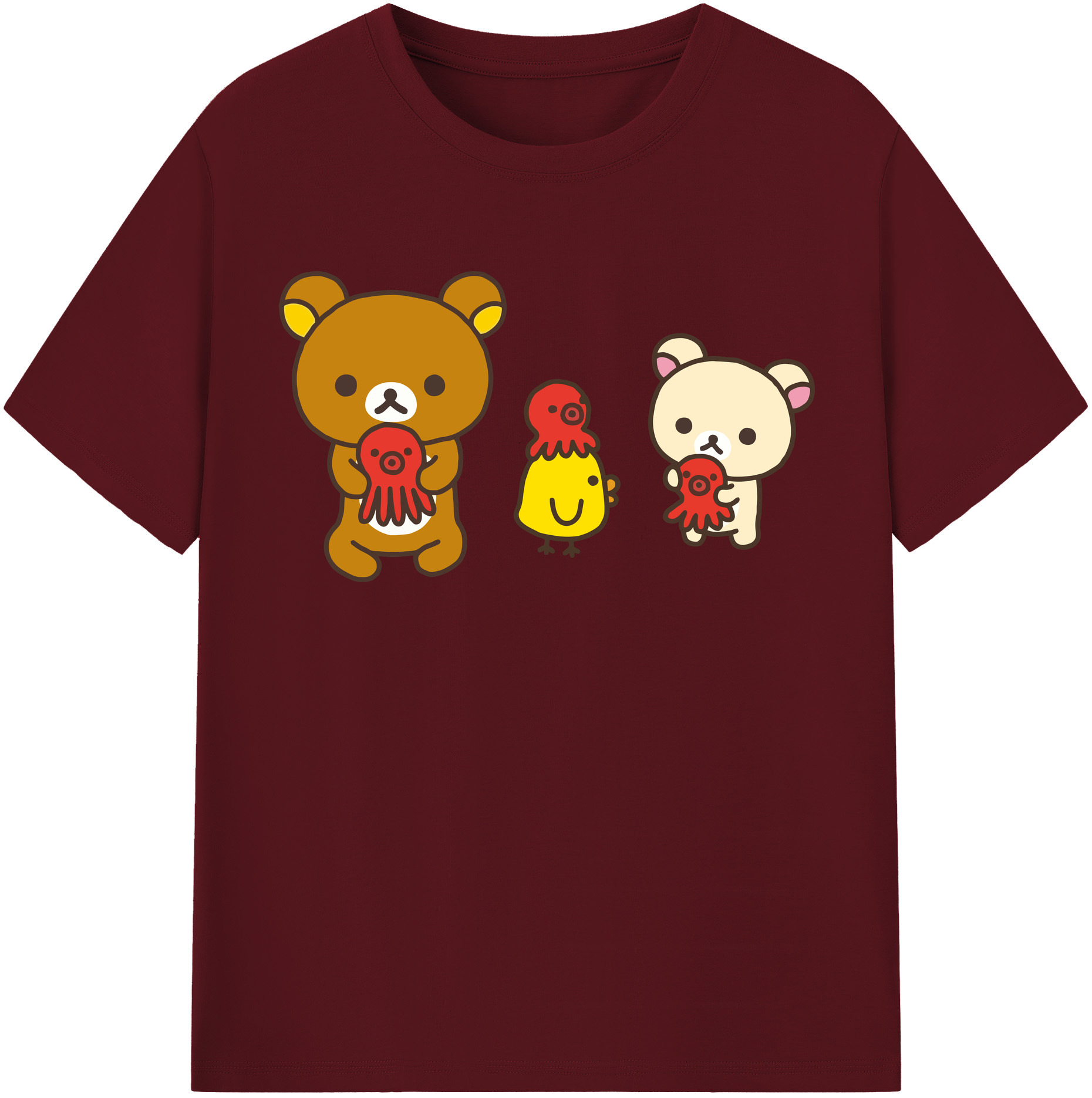 （画像用） リラックマ リラックマ キイロイトリ Rilakkuma Korilakkuma Kiiroitori 綿100％半袖Tシャツ（フロントプリント）